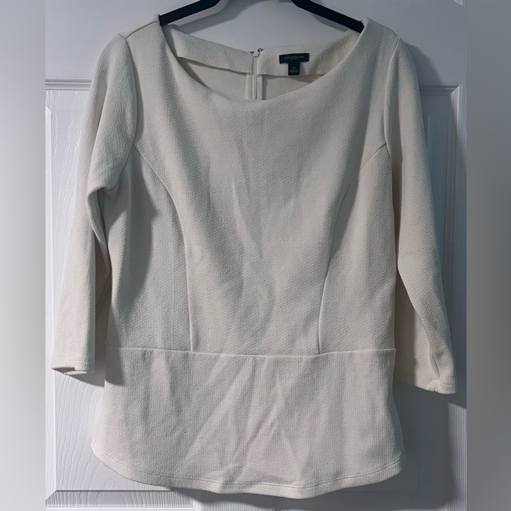 Ann Taylor Cream Boat Neck 3/4 Sleeved Blouse